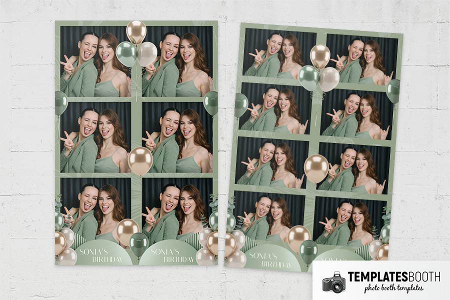 Sage Party Photo Booth Template Preview