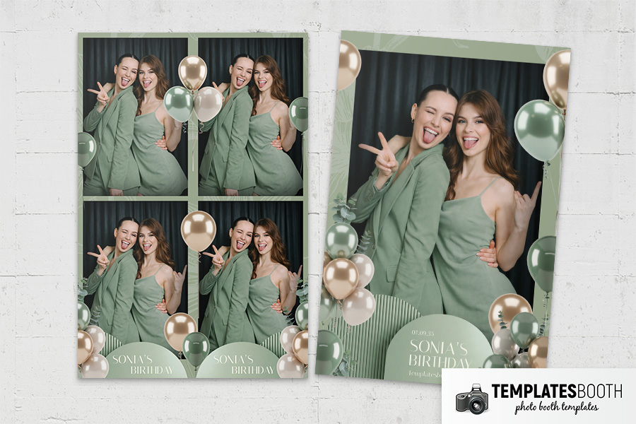Sage Party Photo Booth Template Preview