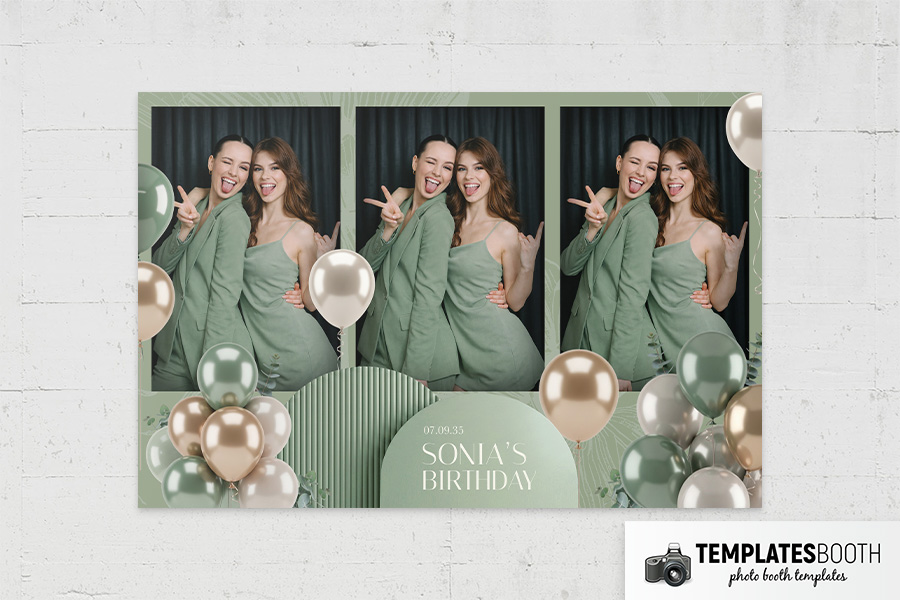Sage Party Photo Booth Template Preview
