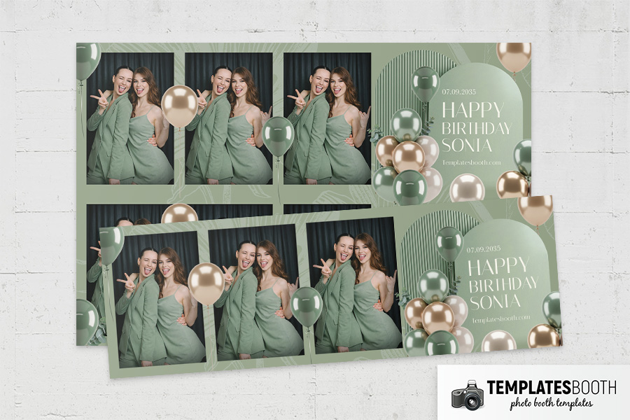 Sage Party Photo Booth Template Preview