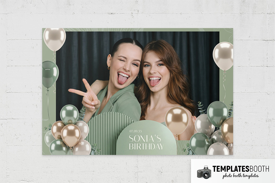 Sage Party Photo Booth Template Preview