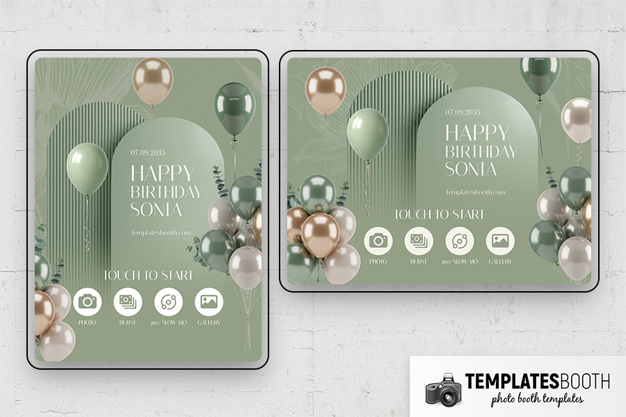 Sage Party Photo Booth Template Preview