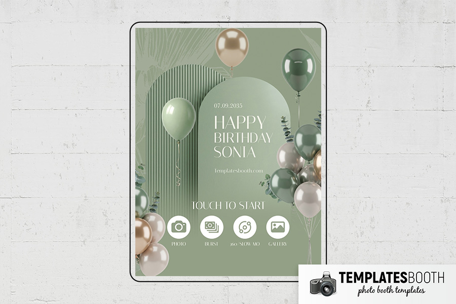 Sage Party Photo Booth Template Preview
