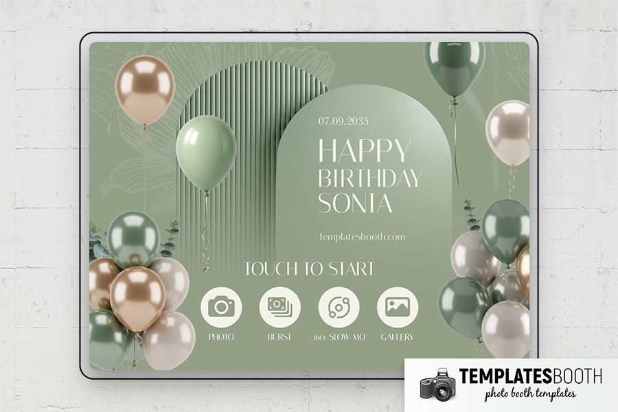 Sage Party Photo Booth Template Preview