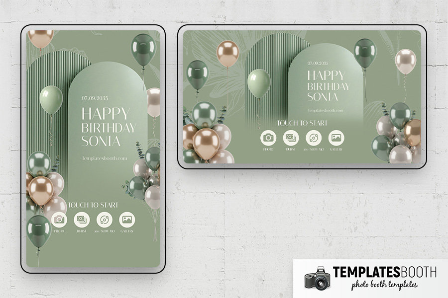 Sage Party Photo Booth Template Preview