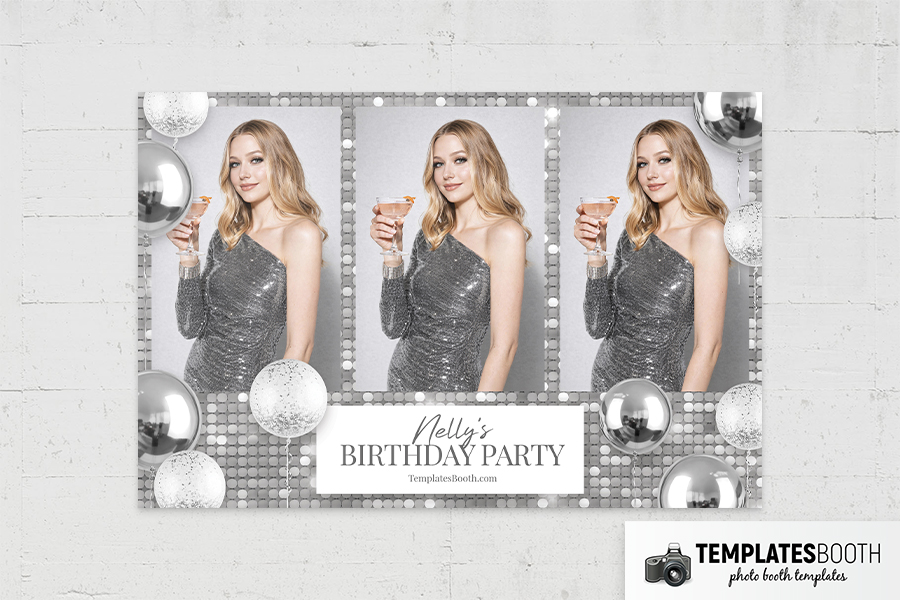 Silver Party Photo Booth Template Preview