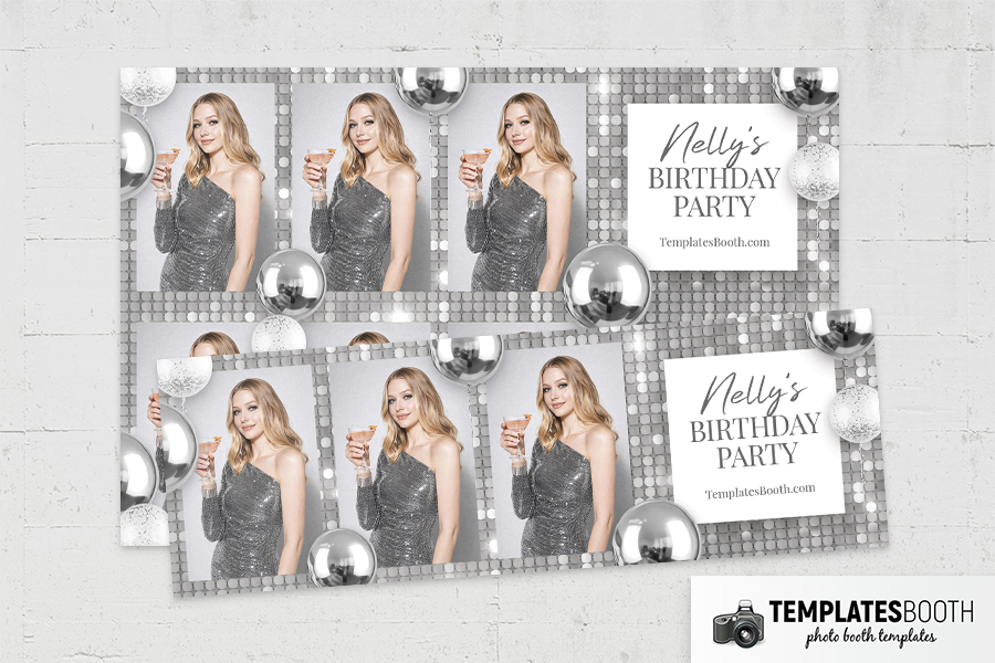 Silver Party Photo Booth Template Preview
