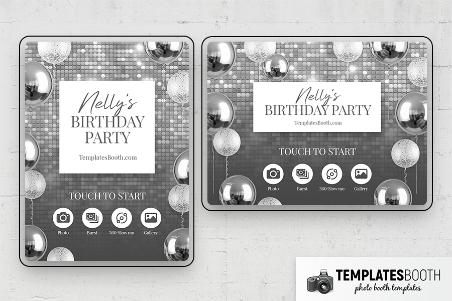 Silver Party Photo Booth Template Preview