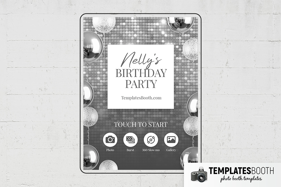 Silver Party Photo Booth Template Preview