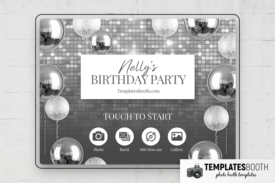Silver Party Photo Booth Template Preview