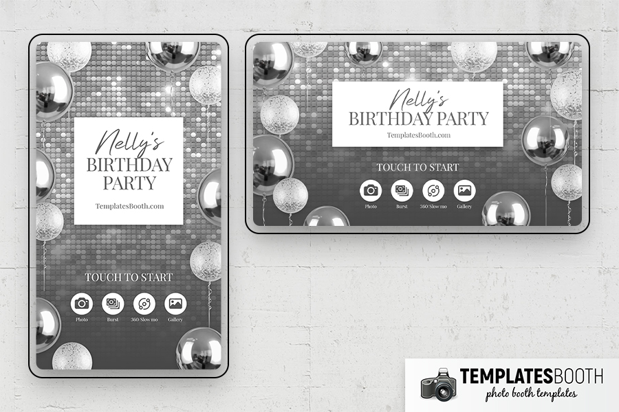 Silver Party Photo Booth Template Preview