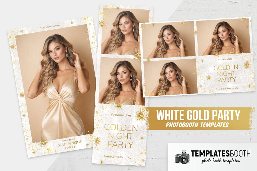 White Gold Party Photo Booth Template Preview
