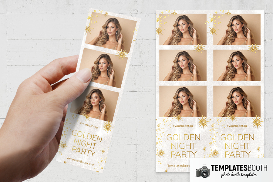White Gold Party Photo Booth Template Preview