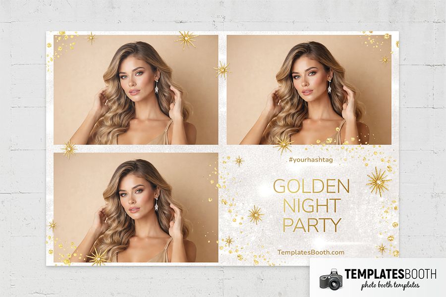 White Gold Party Photo Booth Template Preview
