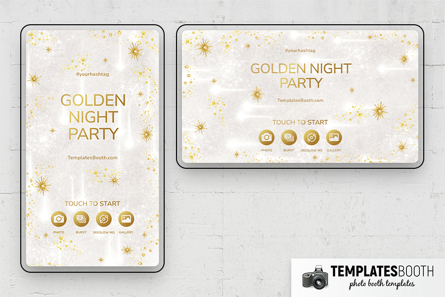White Gold Party Photo Booth Template Preview