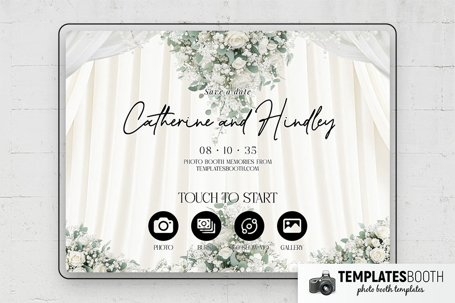 White Celebration Photo Booth Template Preview
