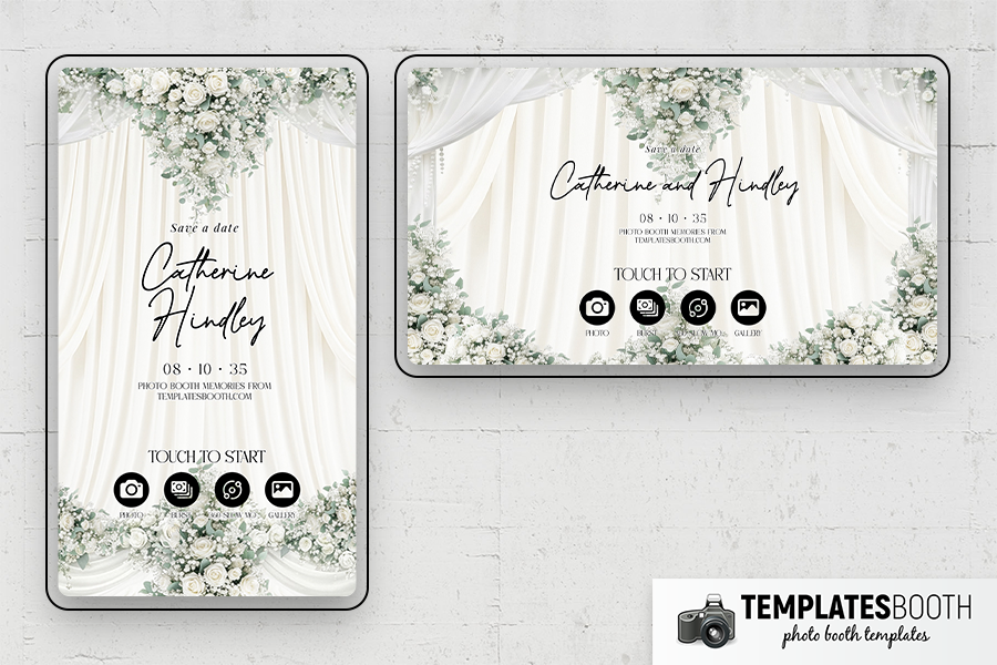 White Celebration Photo Booth Template Preview