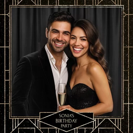 Black Gold Birthday Party Photo Booth Template