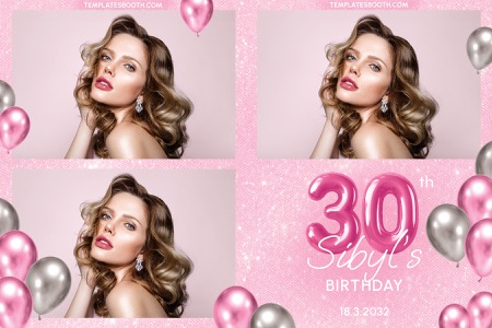 Geburtstags-Fotobox-Vorlage in Pink & Silber