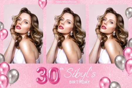 Geburtstags-Fotobox-Vorlage in Pink & Silber