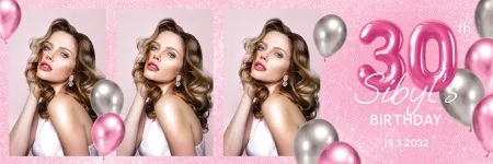 Pink & Silver Birthday Photo Booth Template