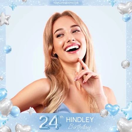 Blue Silver Birthday Photo Booth Template