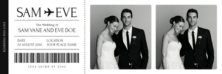 Modèle de photomaton de billet d’avion de mariage