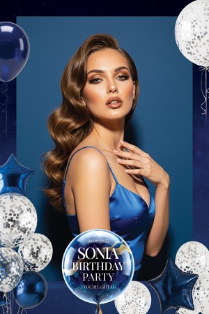 Modèle bleu de photomaton pour fête d’anniversaire