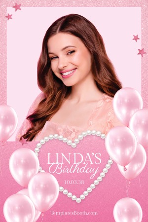 Modèle de photomaton pour fête d’anniversaire rose