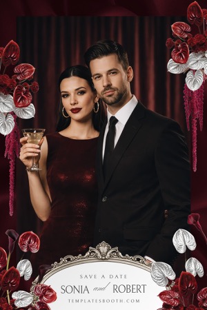 Aperçu Burgundy Party Photo Booth Template