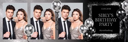 Black Silver Birthday Party Photo Booth Template