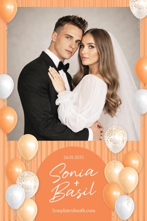 Modèle de photomaton pour fête orange