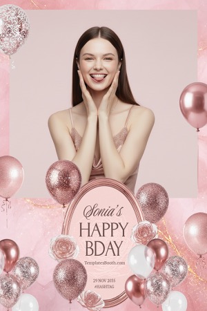 Modèle de photomaton pour fête en or rose