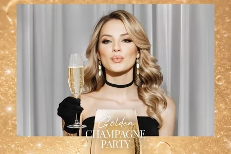 Golden Champagne Party Photo Booth Template