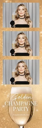 Golden Champagne Party Photo Booth Template