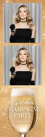 Golden Champagne Party Photo Booth Template