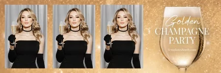 Golden Champagne Party Photo Booth Template