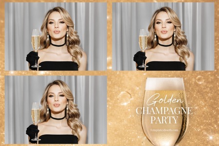 Goldene Champagner-Party-Fotobox-Vorlage