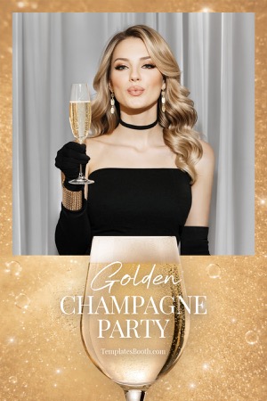 Modèle de photomaton de fête Champagne doré