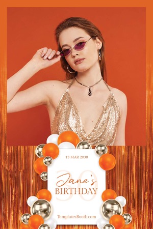 Modèle de photomaton pour fête orange