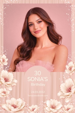 Modèle de photomaton pour fête rose