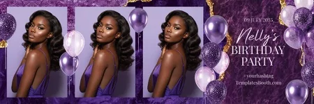 Purple Birthday Party Photo Booth Template