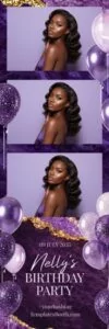 Purple Birthday Party Photo Booth Template 2x6 Strip