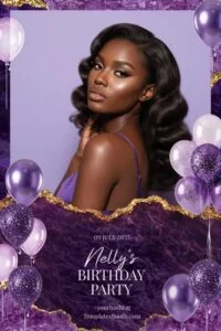 Purple Birthday Party Photo Booth Template 4x6 Portrait