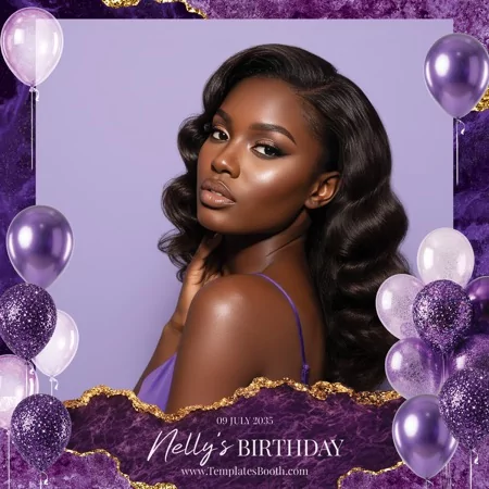 Purple Birthday Party Photo Booth Template