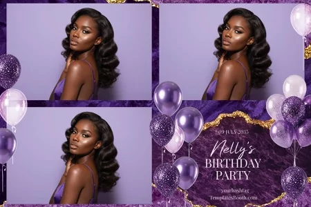 Purple Birthday Party — 4x6 landscape postcard