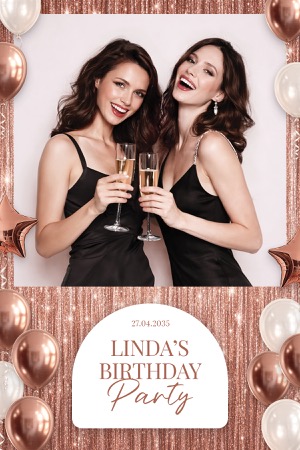 Modèle de photomaton pour fête en or rose
