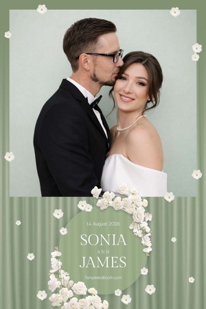Aperçu Sage Green Wedding Photo Booth Template