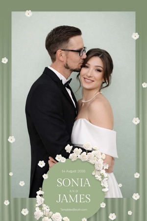 Aperçu Sage Green Wedding Photo Booth Template