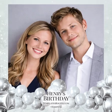 Silver Birthday Party Photo Booth Template